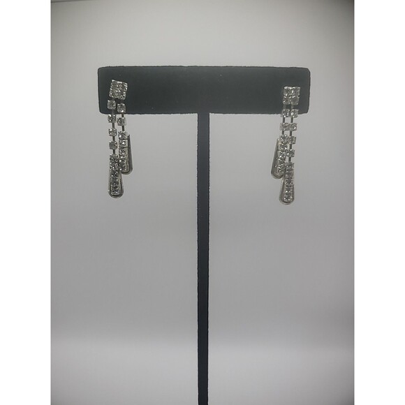 Vintage Earrings Womens Stud Pierced Drop Dangle Crystal Jewelry Costume - Picture 2 of 10